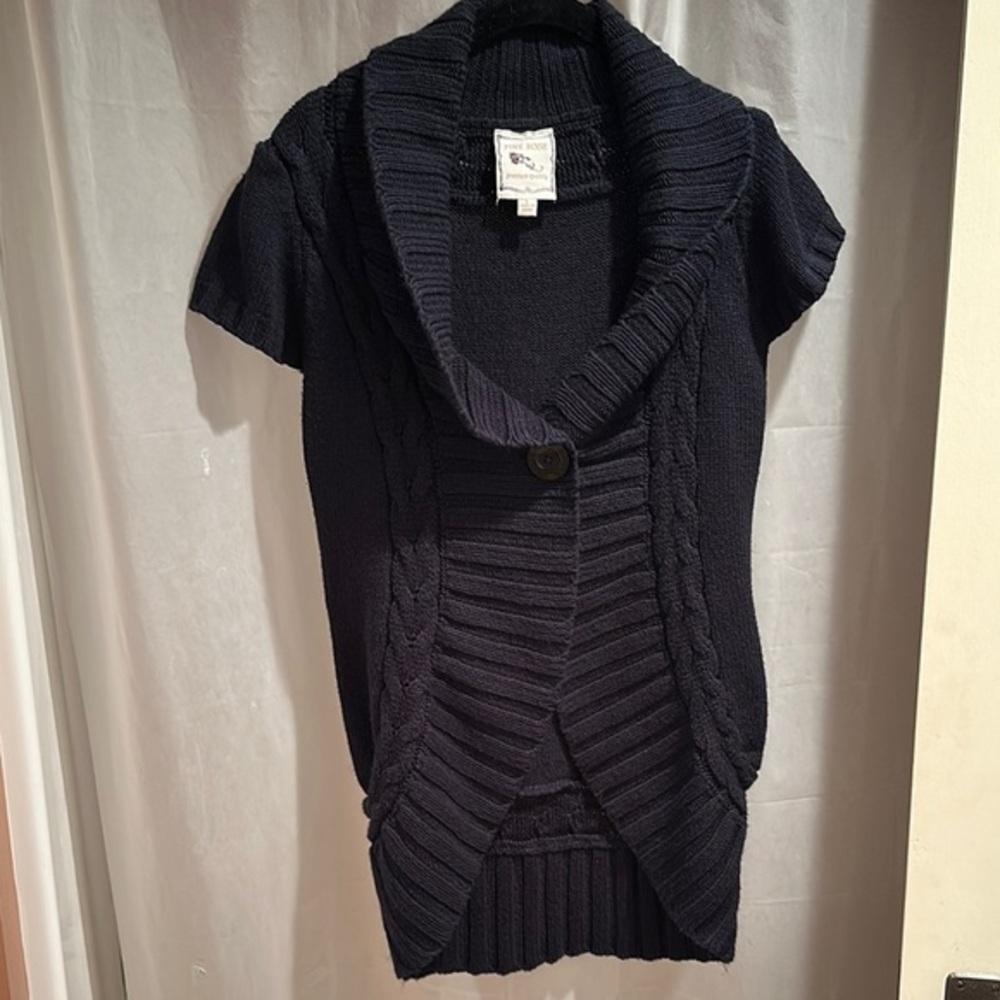Women's Navy Sweater with Shawl Collar
